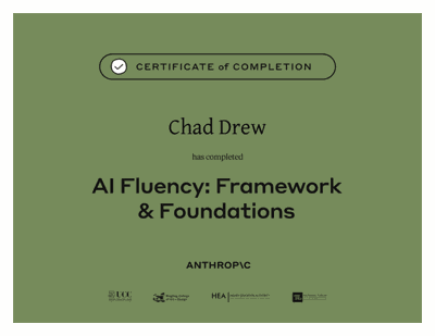 Anthropic certificate: AI Fluency: Framework and Foundations